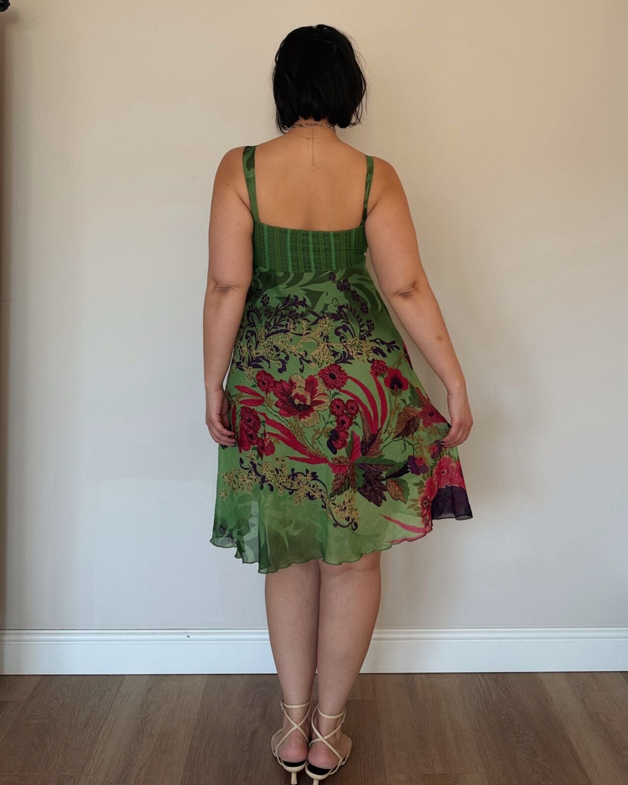 Green Floral Babydoll Dress