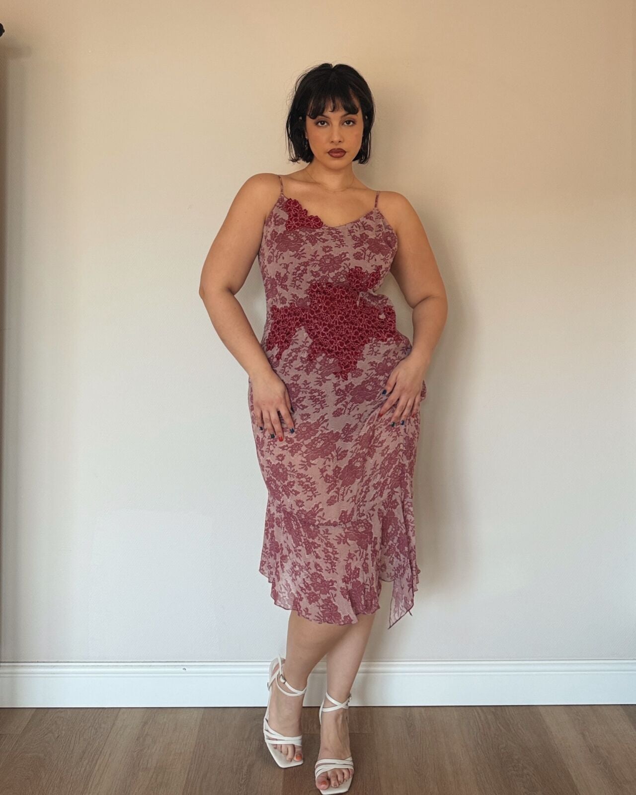 Burgundy Lace Midi Dress – with matching lace vest