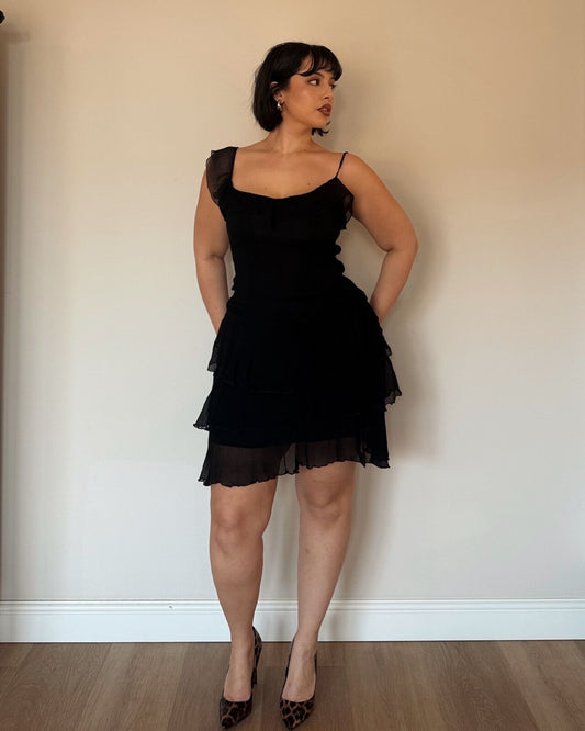 Black Ruffle Mini Dress
