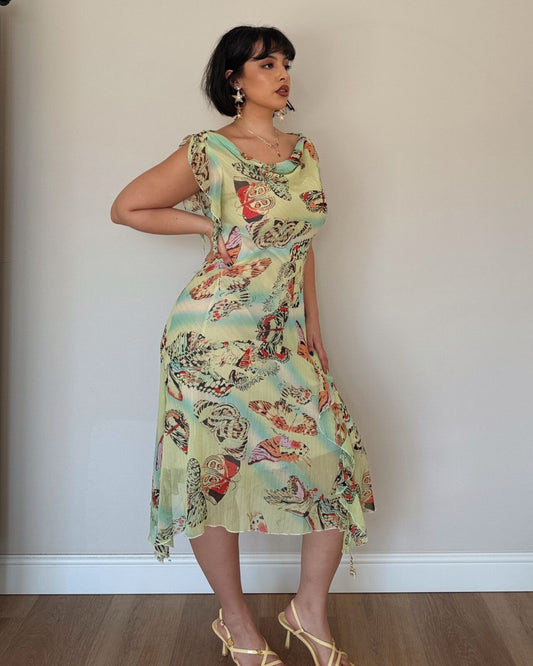 Butterfly Print Asymmetrical Dress
