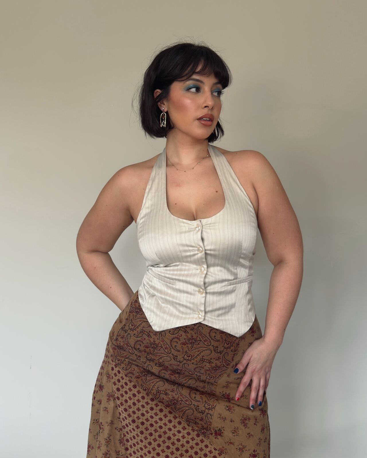 Cream Halter Vest Top