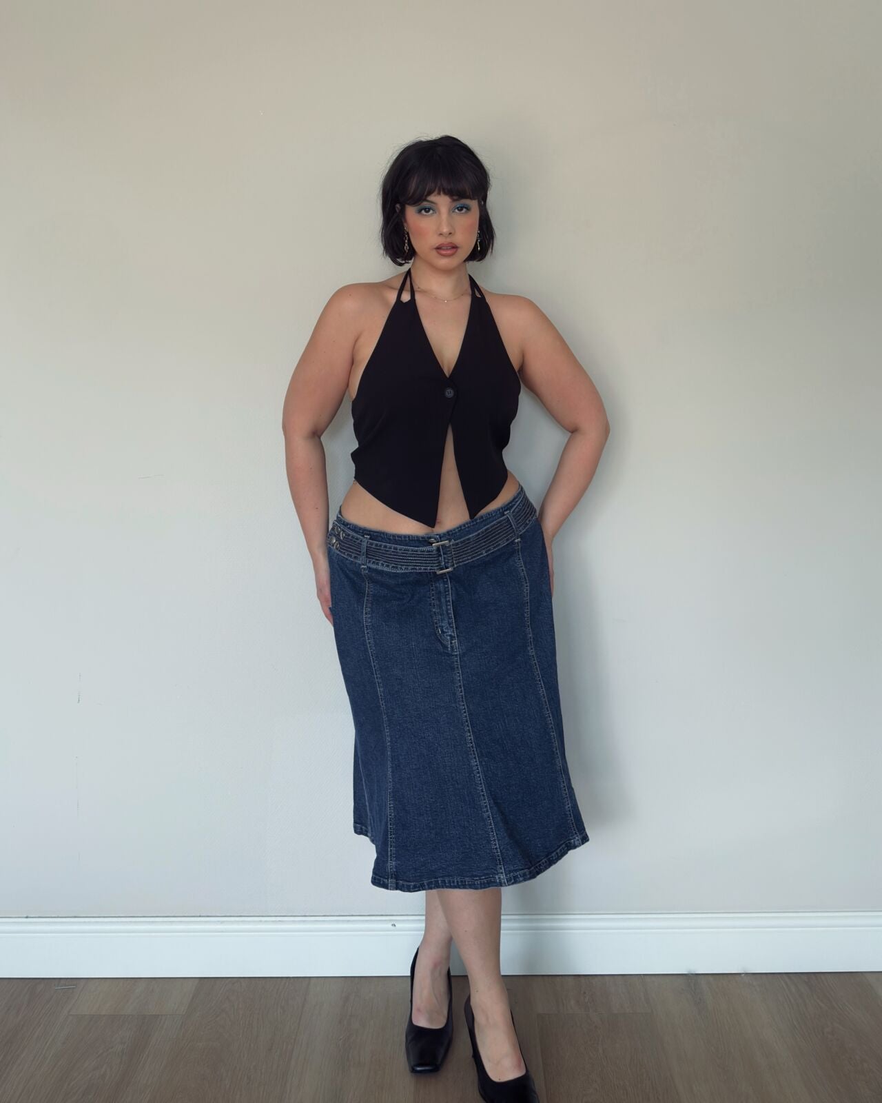 Vintage Denim Midi Skirt