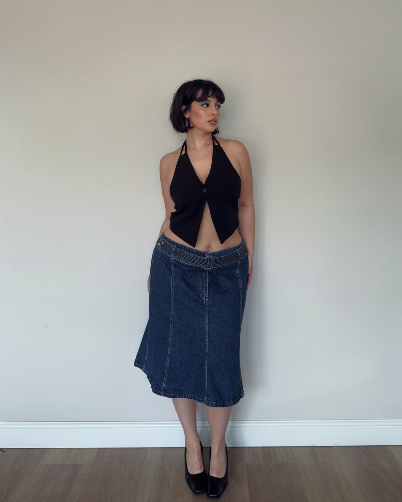Vintage Denim Midi Skirt