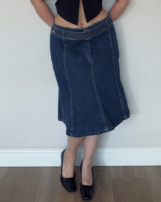 Vintage Denim Midi Skirt