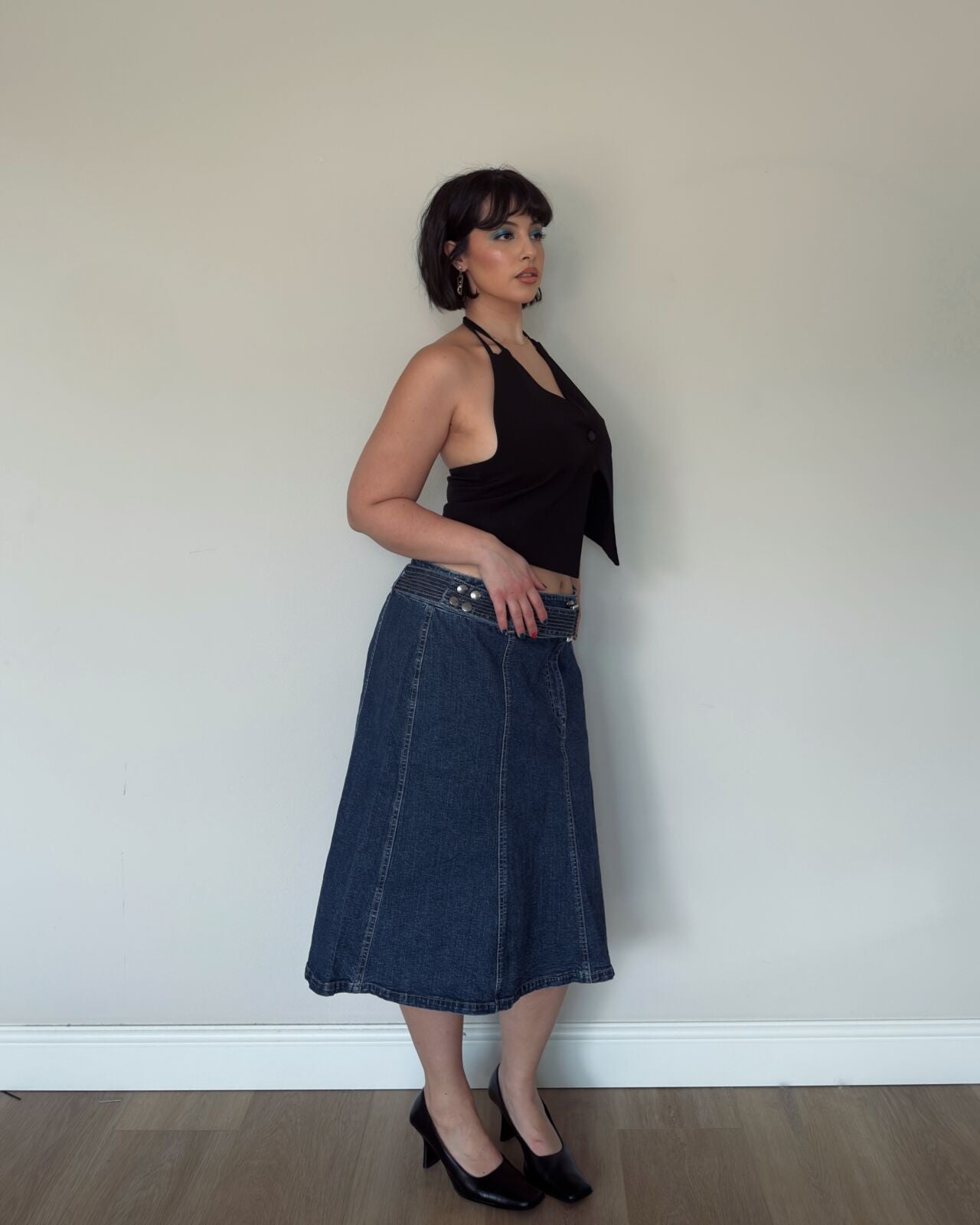 Vintage Denim Midi Skirt