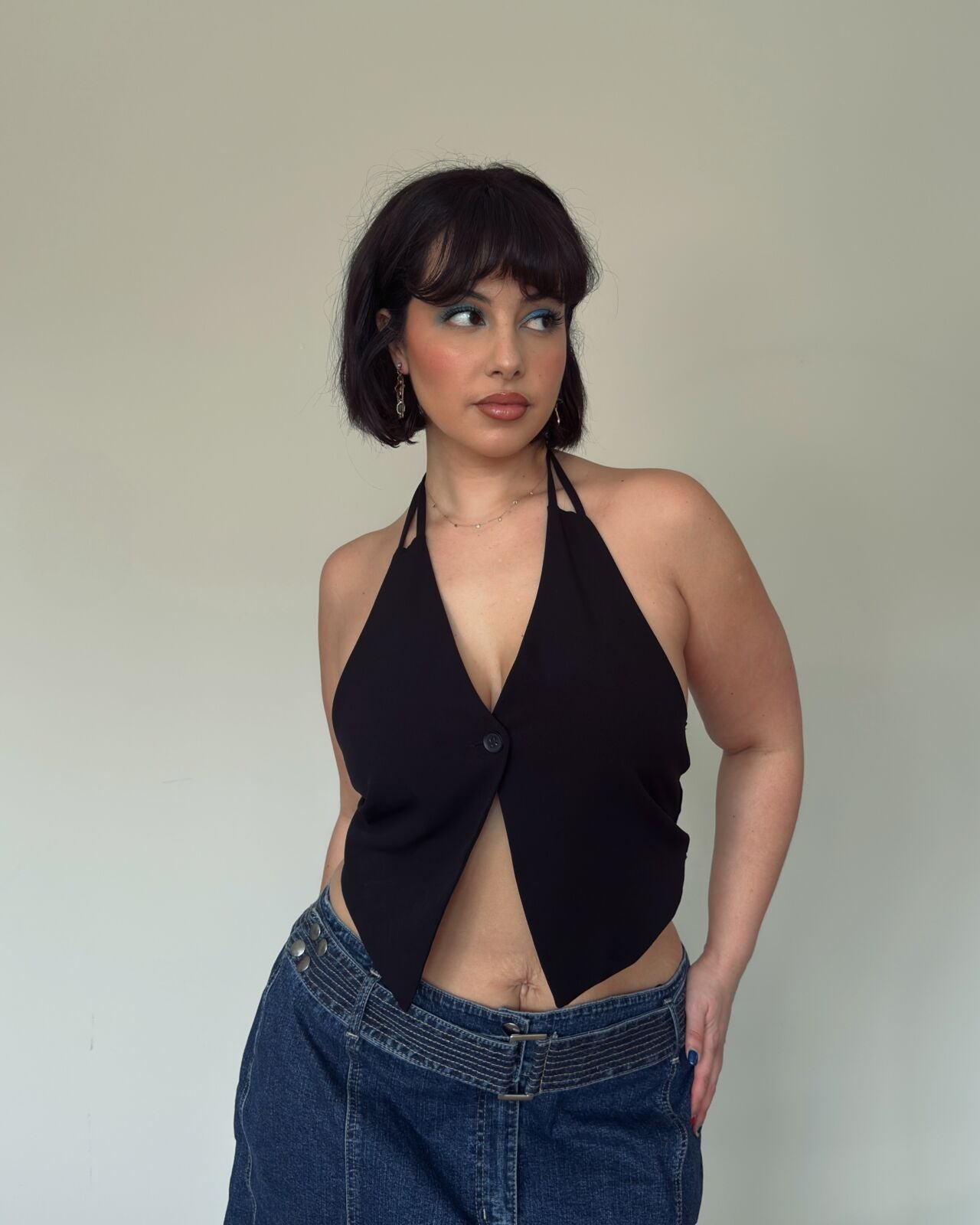 Black Halter Vest Top