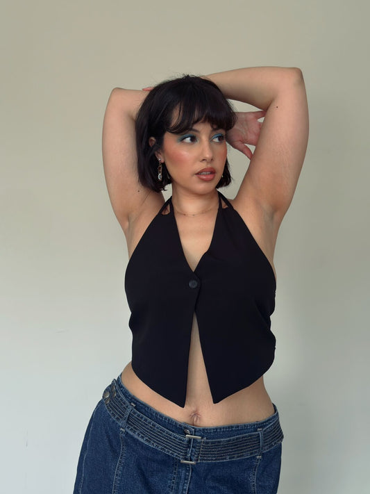 Black Halter Vest Top